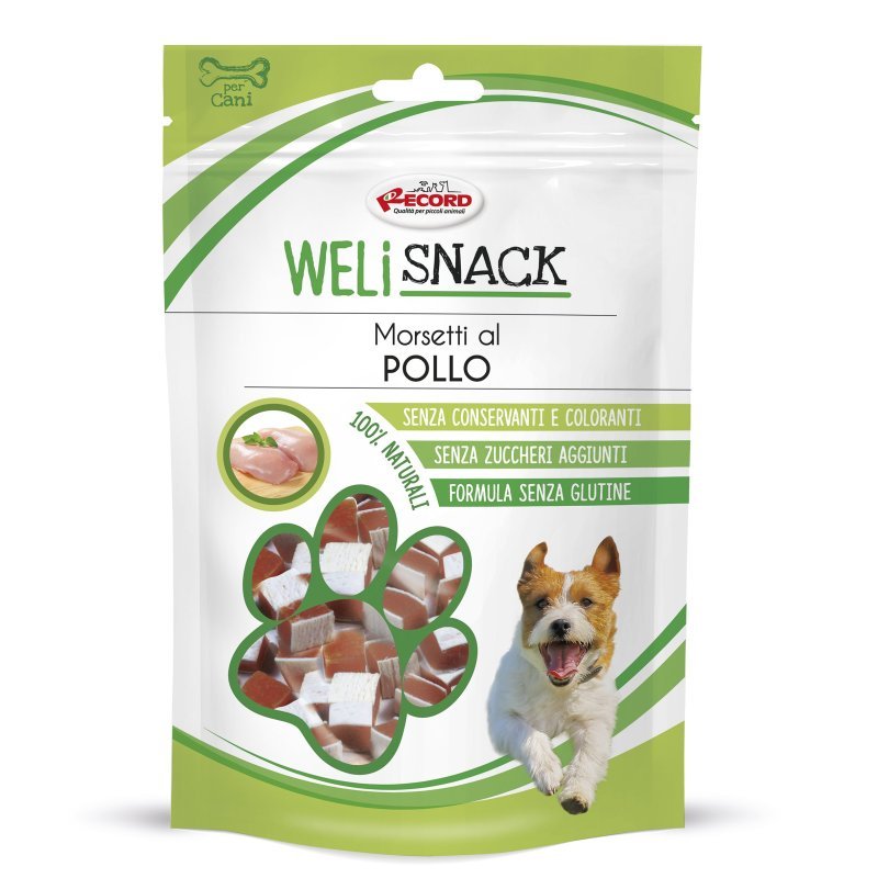 WeliSnack Morsetti di Pollo 75g snack per cani