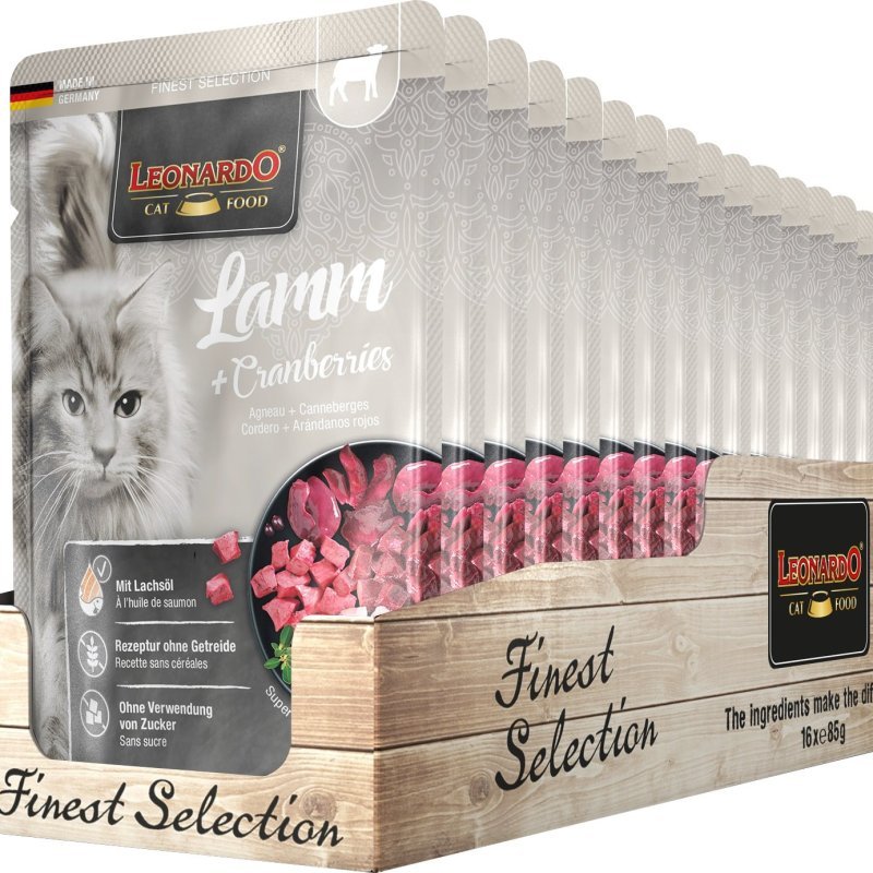 Leonardo Agnello e Craberries 85g umido gatto finest selection