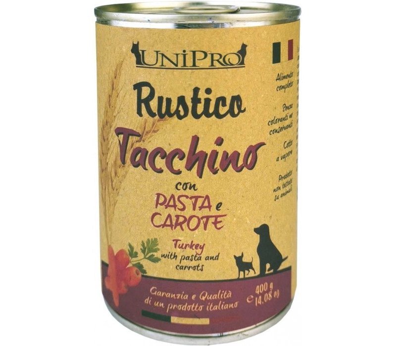 UniPro Rustico Tacchino, Pasta e Carote 400g umido cane