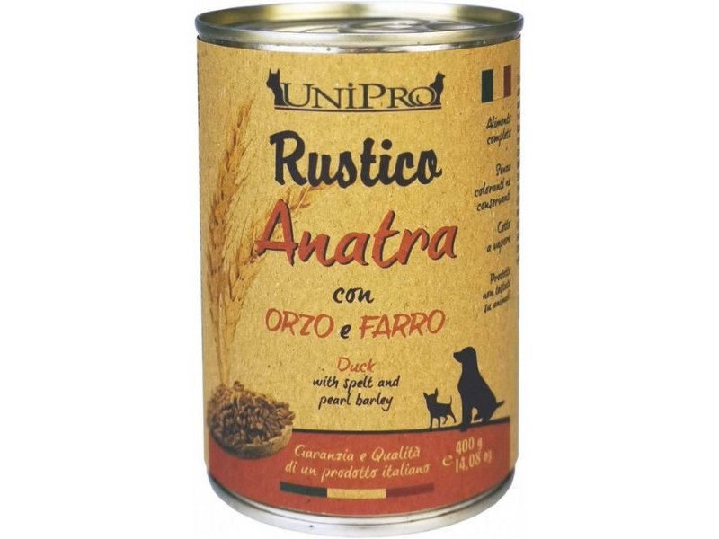 UniPro Rustico Anatra, Orzo e Farro 400g umido cane