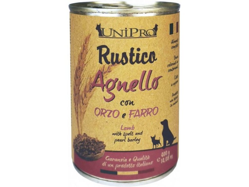 UniPro Rustico Agnello, Orzo e Farro 400g umido cane - AquaZooMania