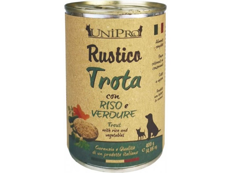 UniPro Rustico Trota, Riso e Verdure 400g umido cane