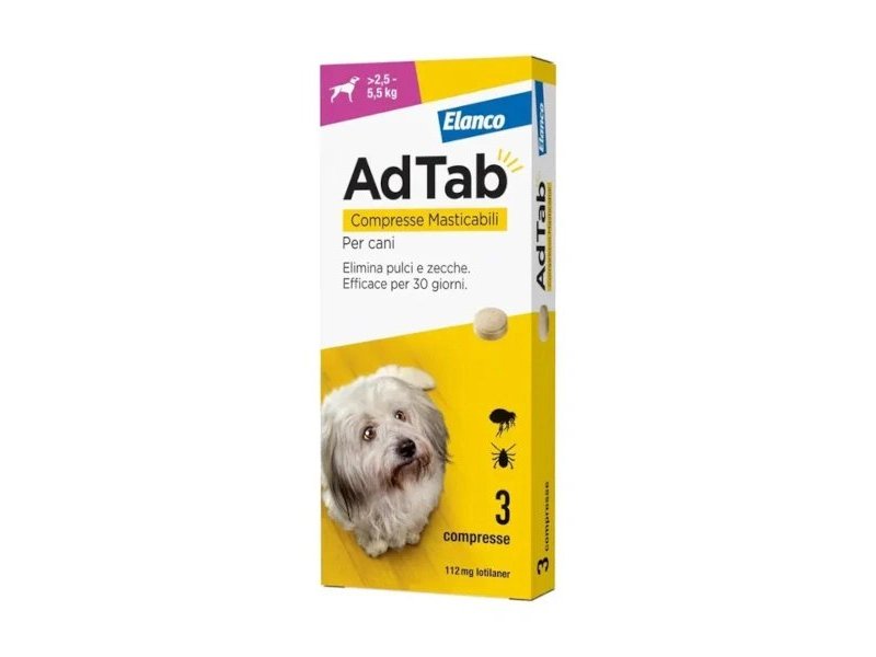 AdTab Elanco Cane da 2,5 a 5,5kg Antiparassitario orale 3 Compresse masticabili