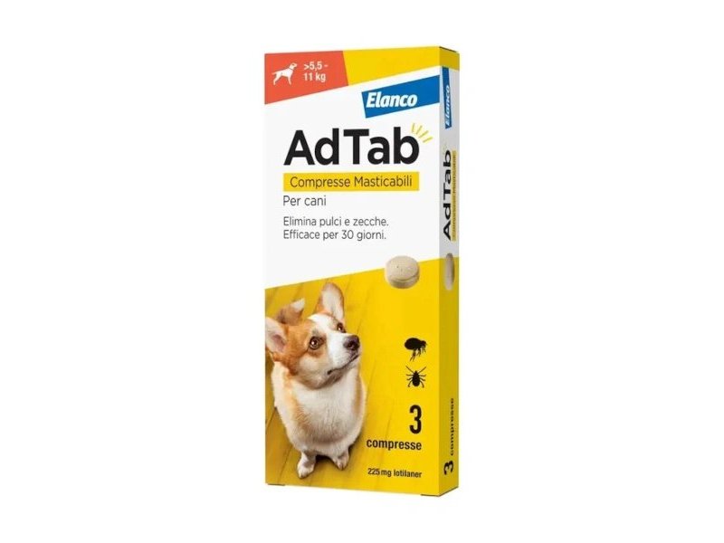 AdTab Elanco Cane da 5,5 a 11kg Antiparassitario orale 3 Compresse masticabili