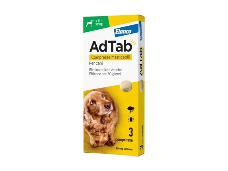 AdTab Elanco Cane da 11 a 22kg Antiparassitario orale 3 Compresse masticabili
