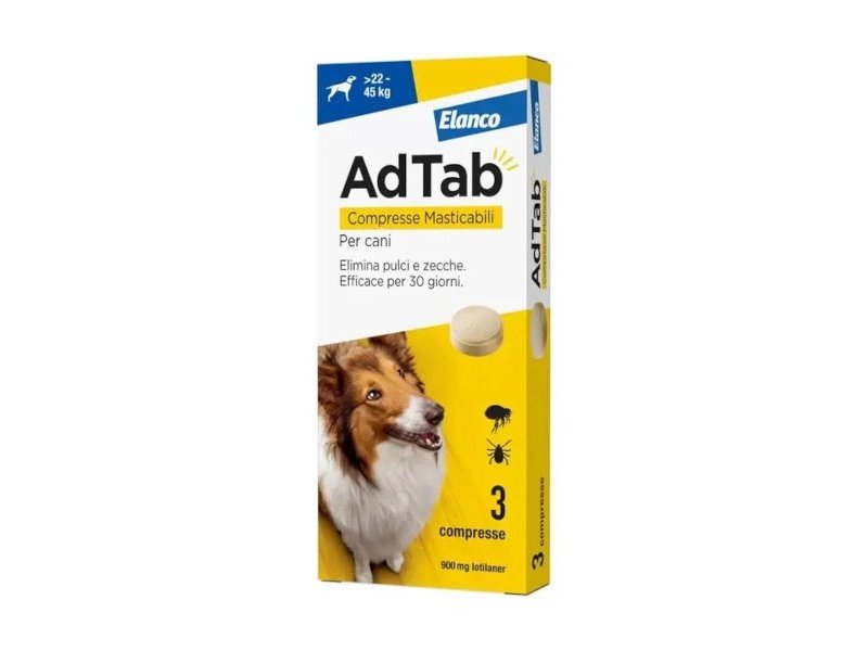 AdTab Elanco Cane da 22 a 45kg Antiparassitario orale 3 Compresse masticabili