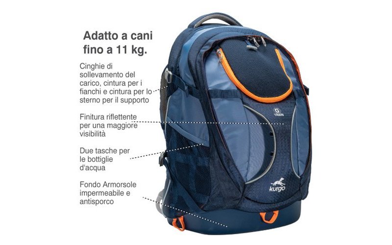 Kurgo Zaino Trasportino G-Train per cani e gatti