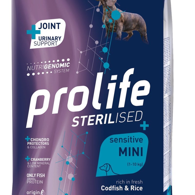 Prolife Sterilised Mini Merluzzo e Riso Nutrigenomic crocchette cane