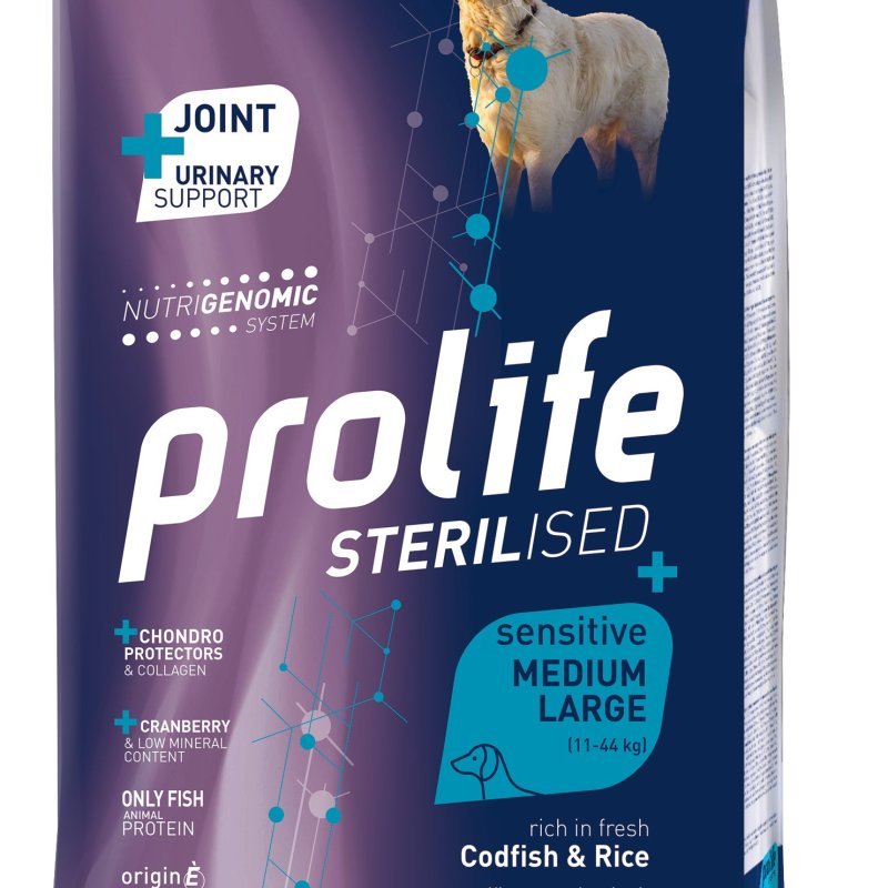 Prolife Sterilised Merluzzo e Riso Medium Large Nutrigenomic crocchette cane