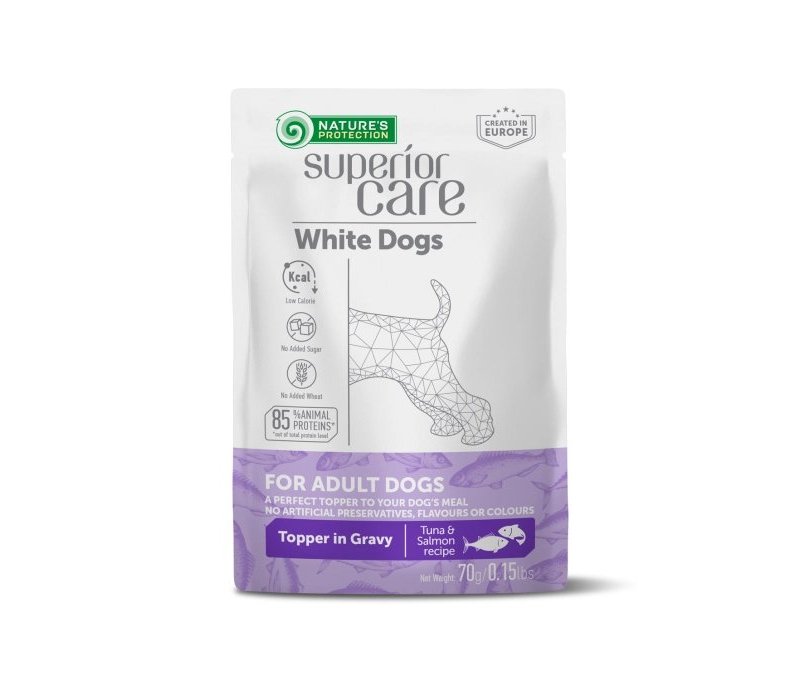 Nature's Protection White Dogs Topper in Gravy Tonno e Salmone 70g cane Superior Care