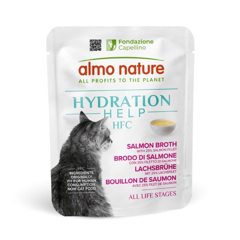 Almo Nature HFC Hydration Help Brodo di Salmone con Filetto di Salmone 50g umido gatto