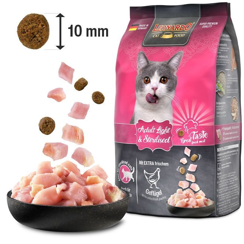 Leonardo Light & Sterilised Pollo crocchette gatto