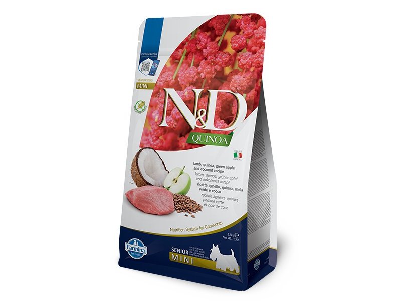 N&D Senior Mini Agnello, Quinoa e Mela grain free crocchette cane