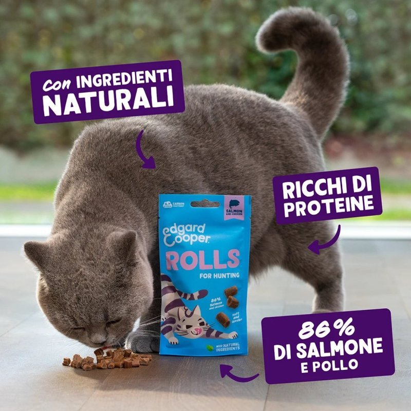 Edgard&Cooper Rolls Salmone e Pollo 45g snack gatto