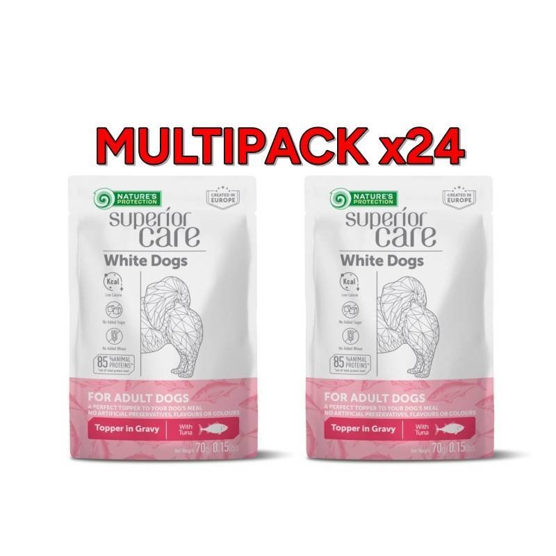 Nature's Protection White Dogs Topper in Gravy Tonno 24x 70g cane Superior Care