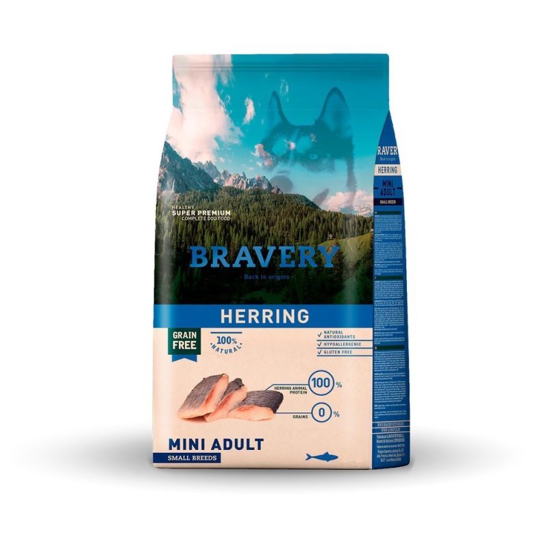 Bravery Adult Herring Mini 7kg crocchette cane grain free