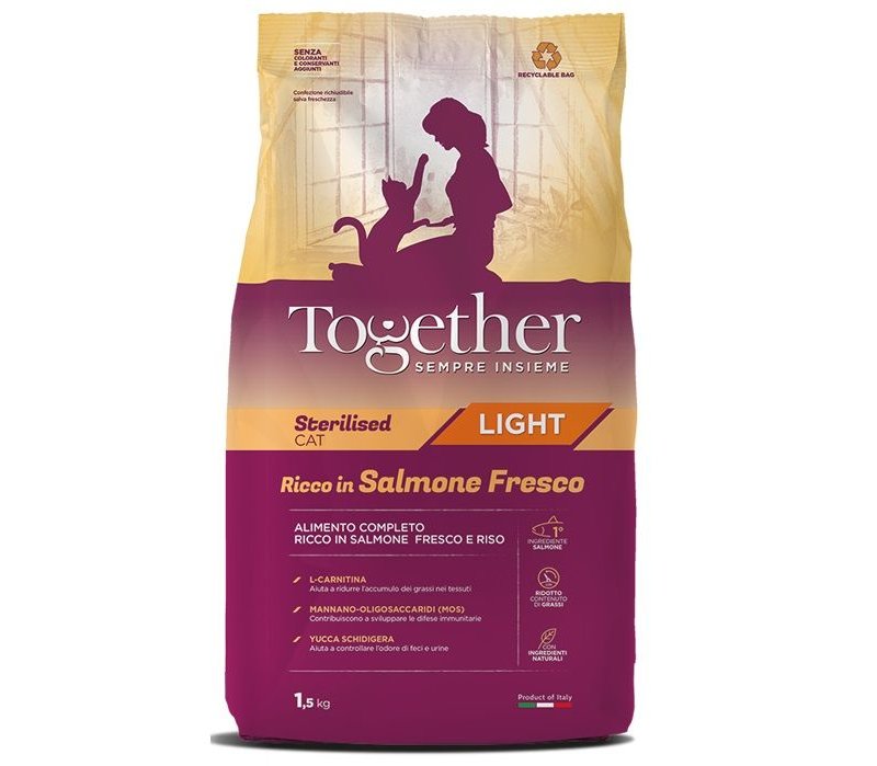 Together Light Sterilised Cat Salmone fresco e riso crocchette gatto
