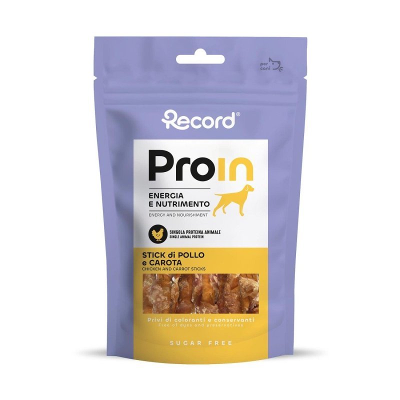 Record ProIn Stick di Pollo e Carota 75g snack per cani