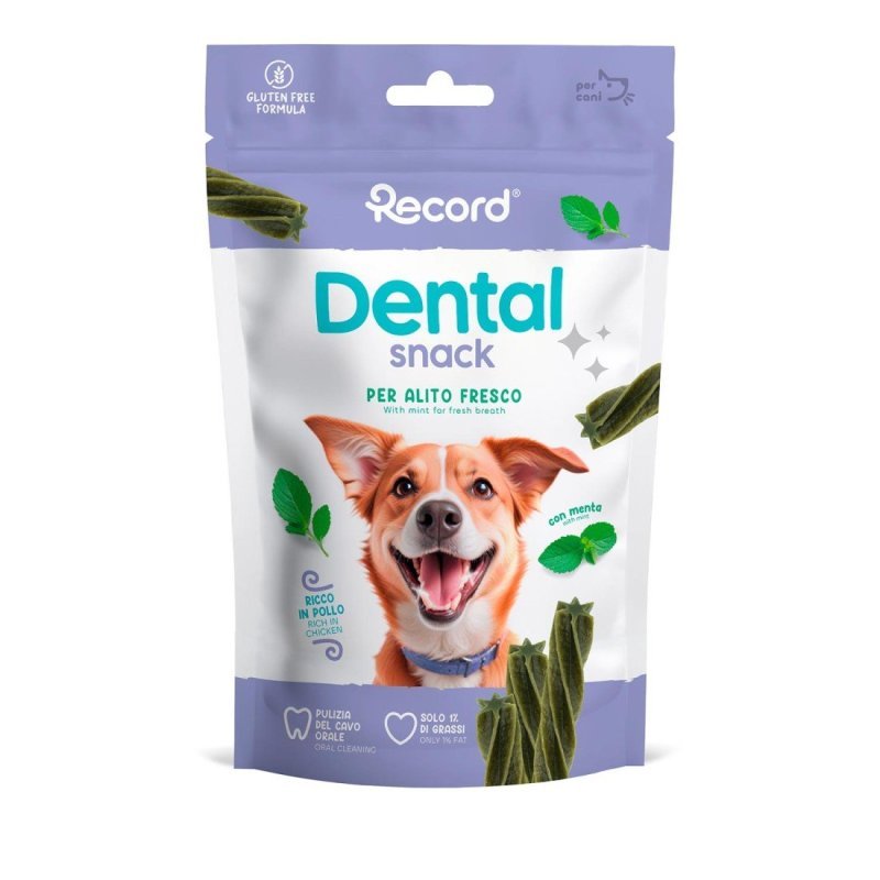 Record DentalSnack Bastoncini alla Menta 75g per cani