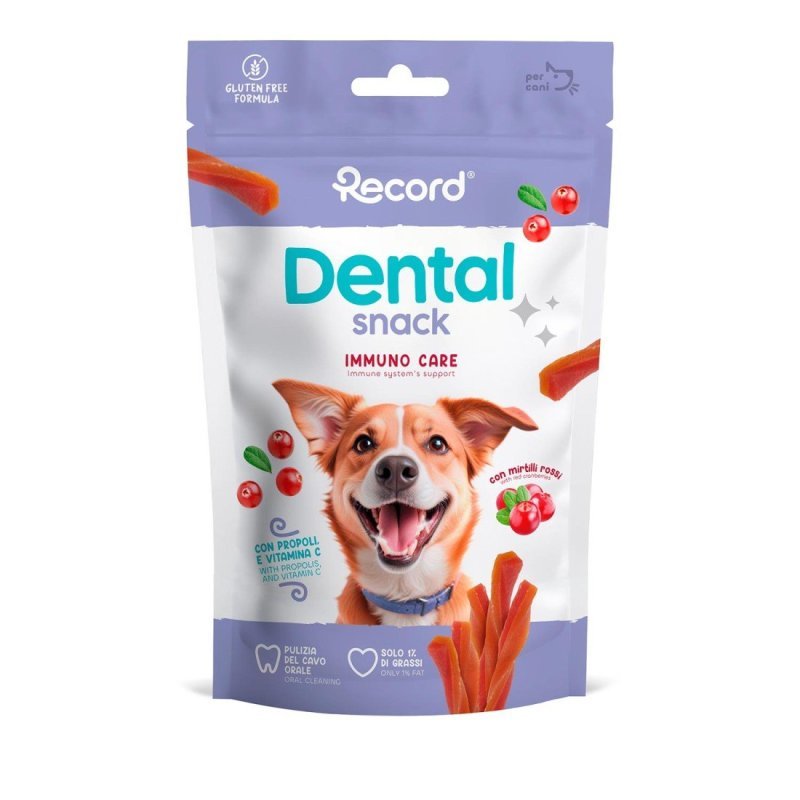 Record Dental Snack Twisterini al Mirtillo Rosso 75g per cani
