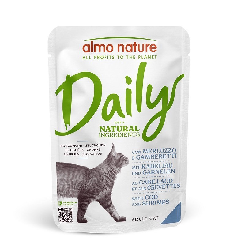 Almo Nature Daily Merluzzo e Gamberetti 70g umido gatto