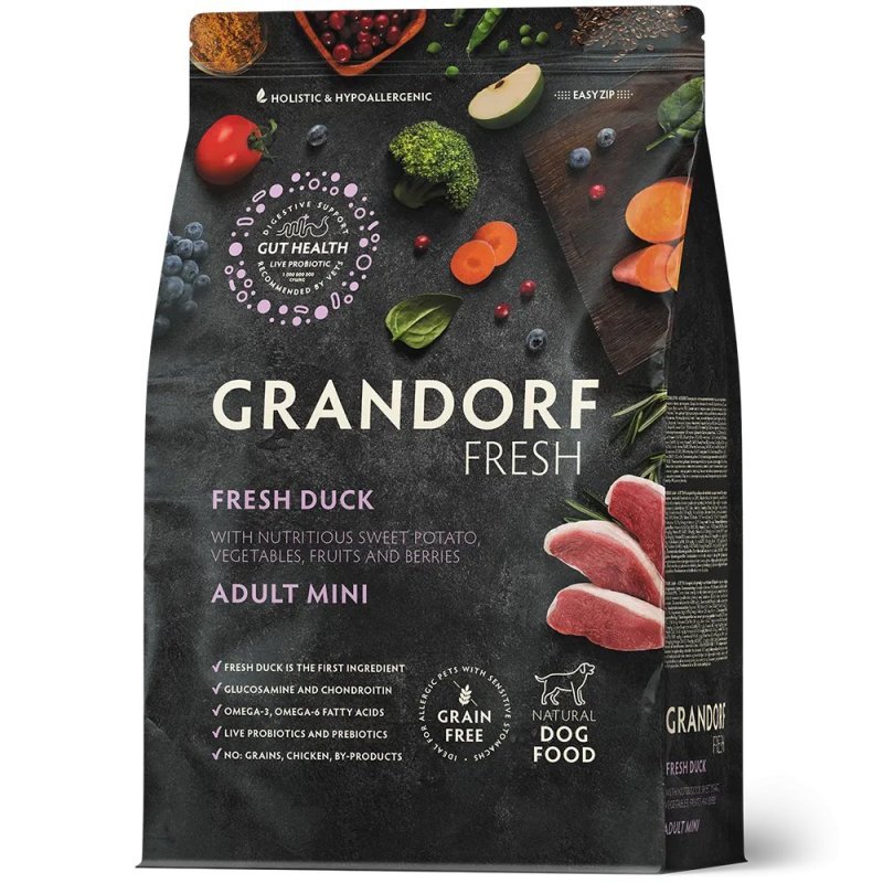 Grandorf Fresh Duck Adult Mini 1Kg crocchette grain free cane