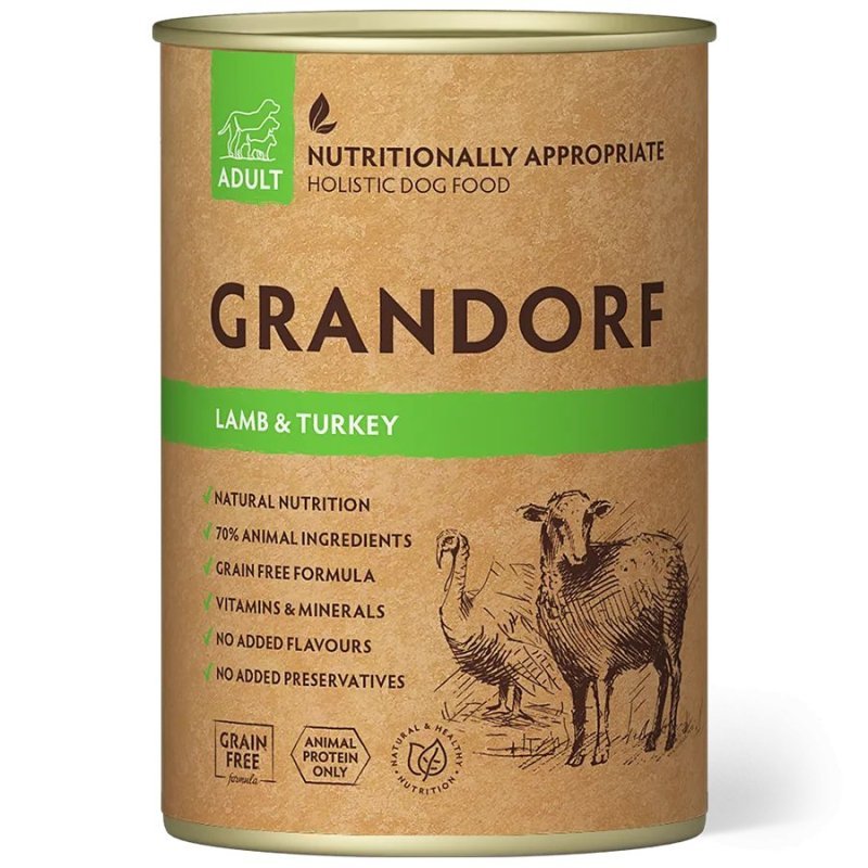 Grandorf Lamb & Turkey Adult 400g umido grain free cane