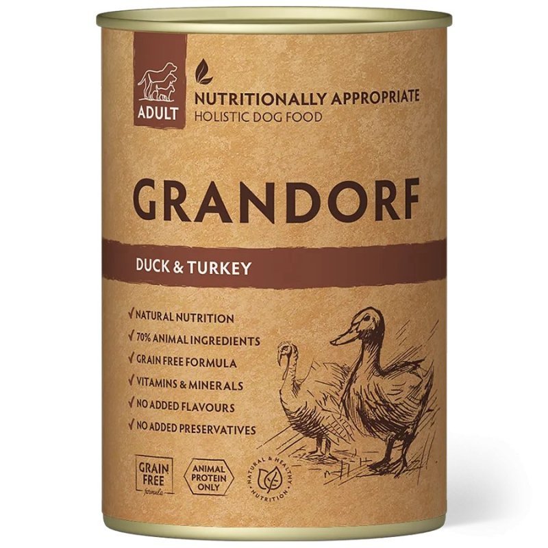 Grandorf Duck & Turkey Adult 400g umido grain free cane