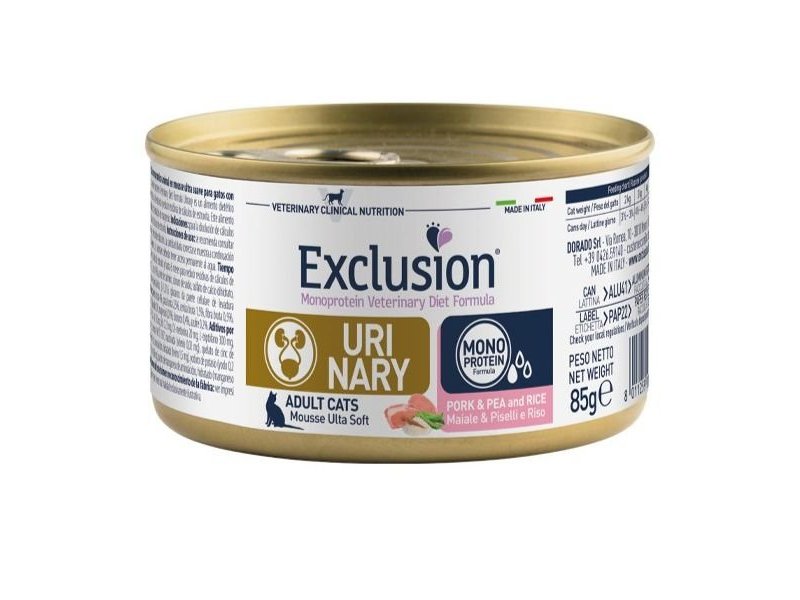 Exclusion Diet Urinary Cat Pork & Pea and Rice 85g umido dietetico gatto