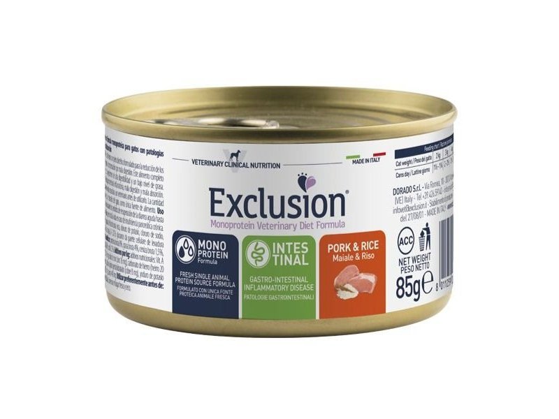 Exclusion Diet Intestinal Cat Pork & Rice 85g umido dietetico gatto