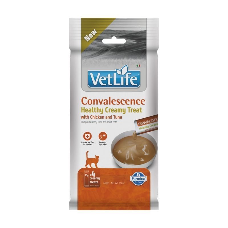 Vet Life Cat Convalescence Creamy Treat con Pollo e Tonno 4 x 15 g snack veterinario per gatti