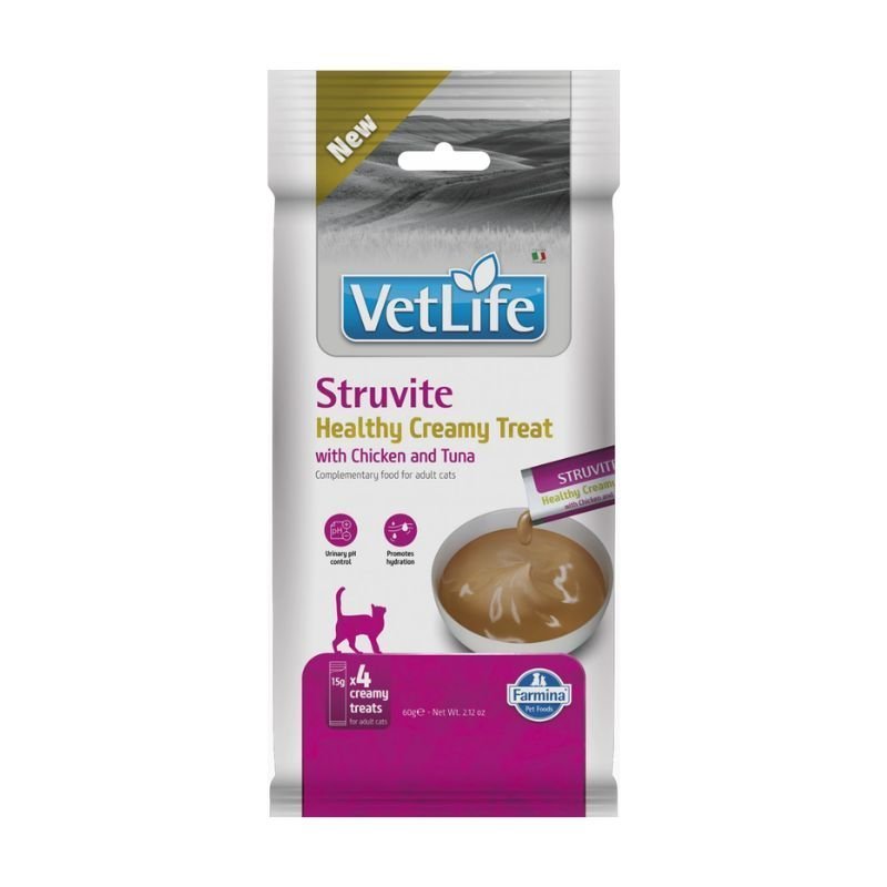 Vet Life Cat Struvite Creamy Treat con Pollo e Tonno 4 x 15 g snack veterinario per gatti