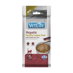 Vet Life Cat Hepatic Creamy Treat con Pollo e Tonno 4 x 15 g snack veterinario per gatti