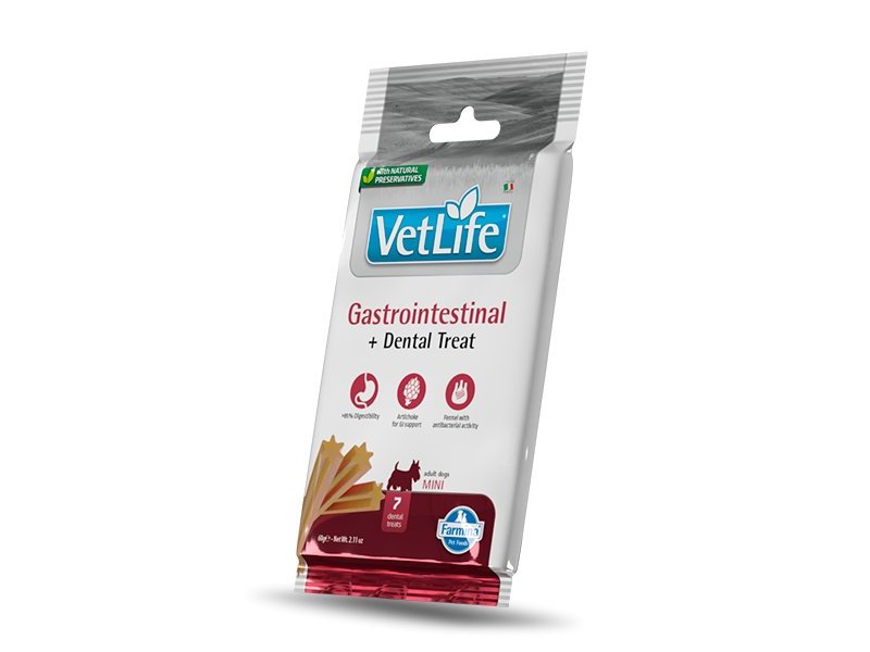 Vet Life Dental Treat Gastrointestinal Mini 60g snack veterinario cani
