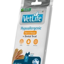 Vet Life Dental Treat Hypoallergenic Fish Mini 60g snack ipoallergenico cane