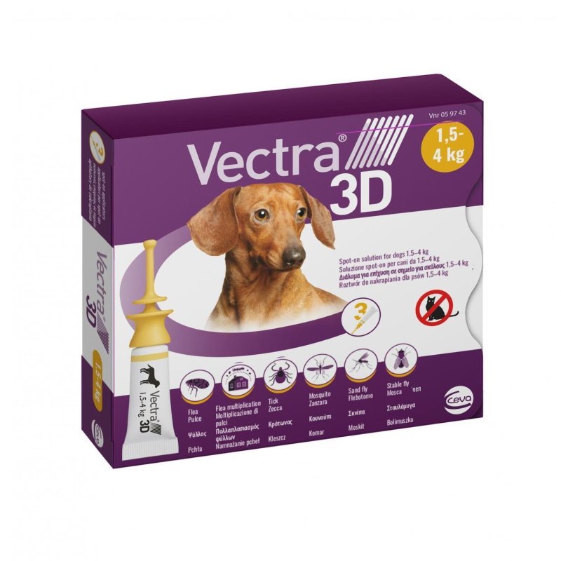 Vectra 3D cane 1,5kg - 4kg spot on 3 fiale