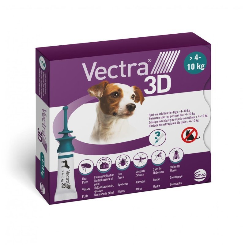 Vectra 3D cane 4kg - 10kg spot on 3 fiale