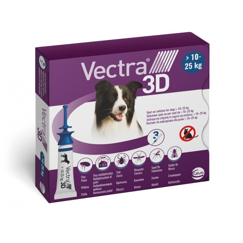 Vectra 3D cane 10kg - 25kg spot on 3 fiale