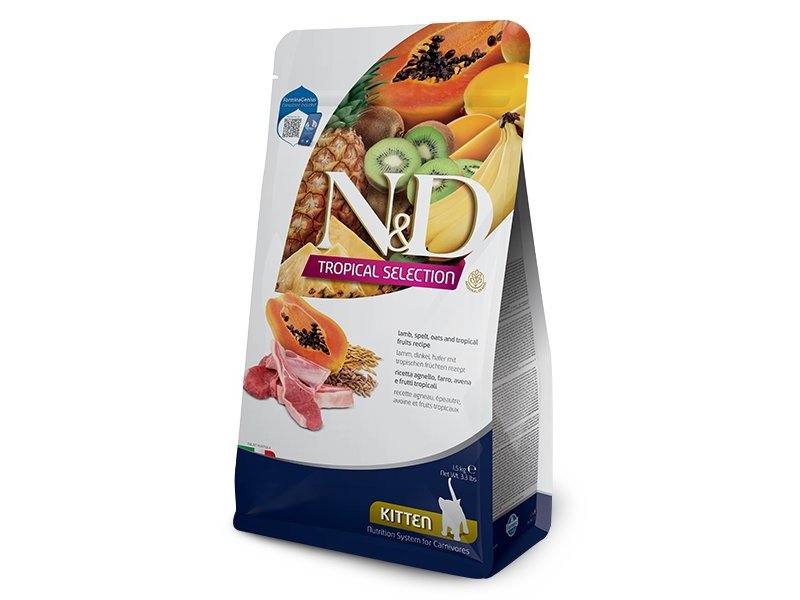 N&D Tropical Kitten Agnello 1,5kg crocchette per gattini con frutta tropicale