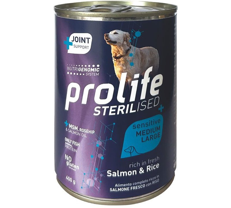 Prolife Sterilised Salmone e riso 400g umido cane sensitive
