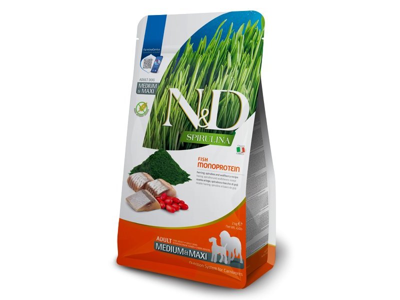 N&D Adult Spirulina Aringa e Goji Medium Maxi crocchette cane
