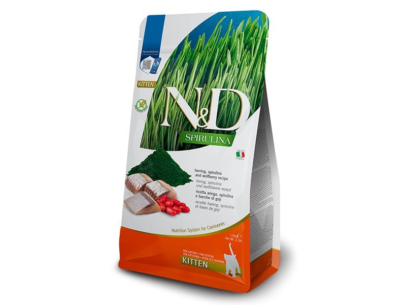 N&D Kitten Spirulina Aringa e Goji Grain Free crocchette gatto