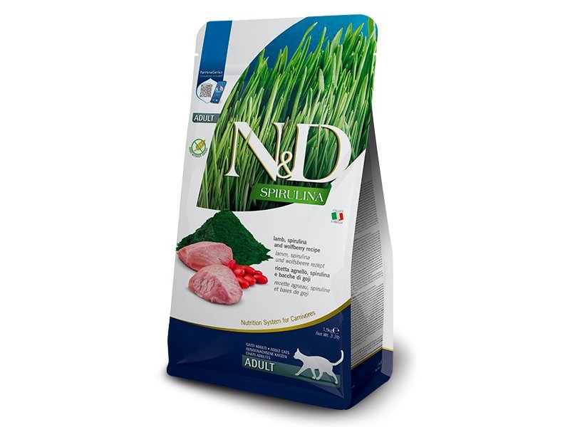 N&D Adult Spirulina Agnello e Goji Grain Free crocchette gatto
