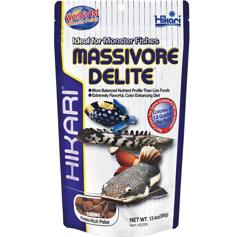 Hikari Tropical Massivore Delite 380g pellet affondanti per pesci carnivori grandi