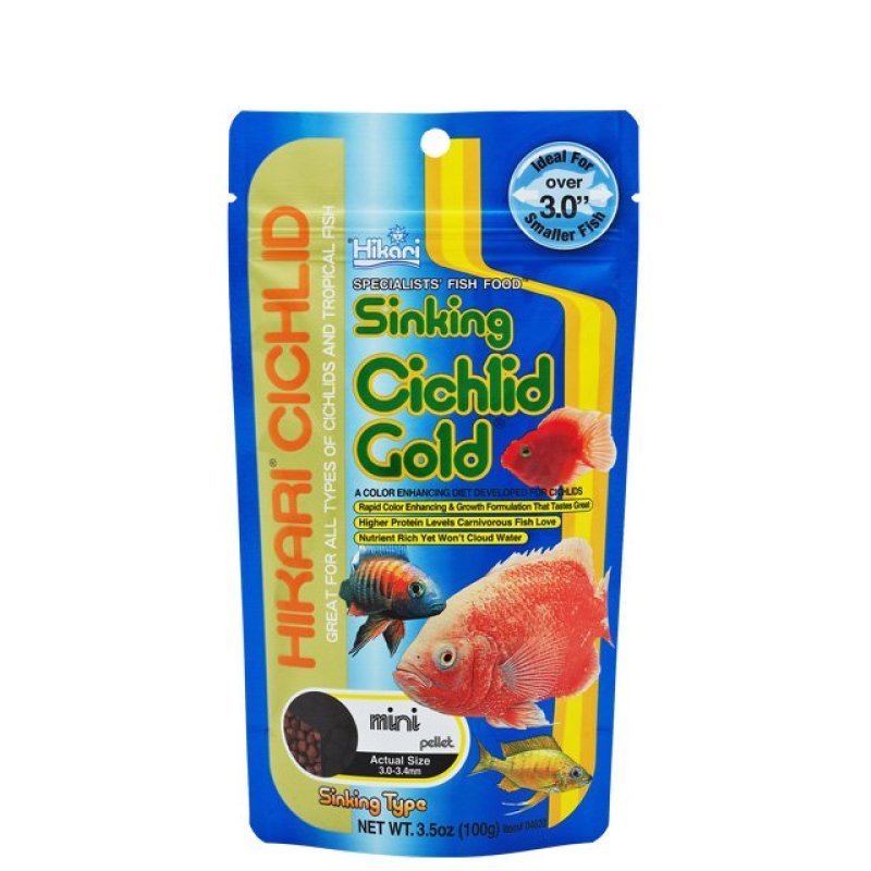 Hikari Cichlid Gold Sinking Mini 100g pellet colorante per ciclidi