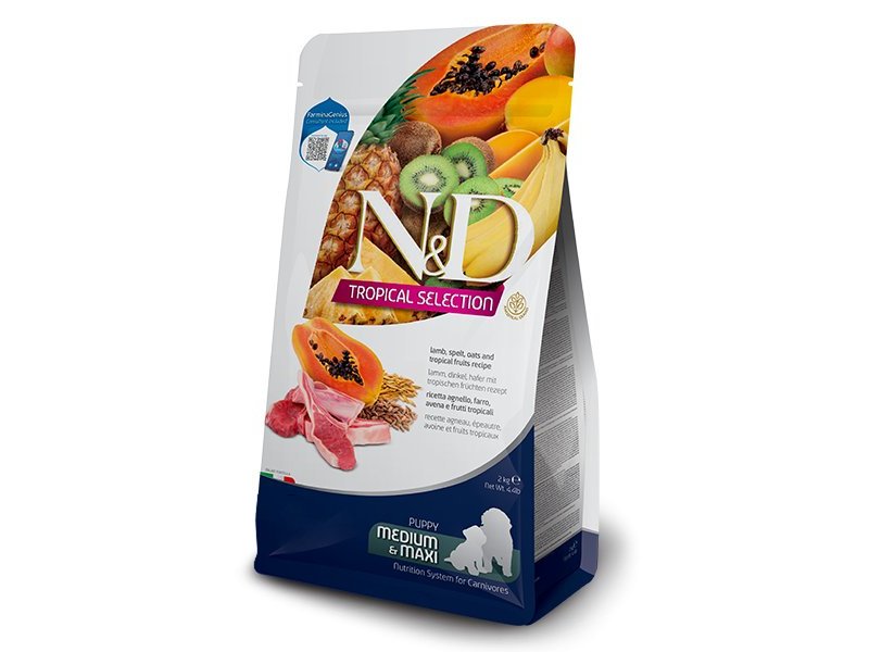 N&D Tropical Puppy Agnello Medium Maxi crocchette cane con frutta tropicale
