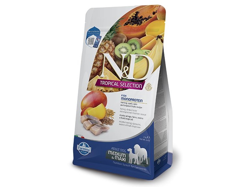 N&D Tropical Adult Aringa Medium Maxi crocchette cane con frutta tropicale