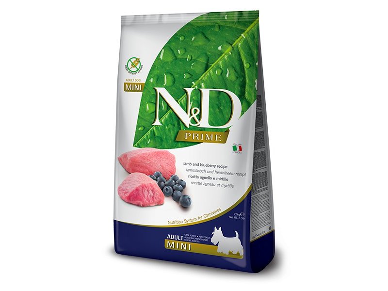 N&D Prime Adult Mini Agnello e Mirtillo grain free crocchette cane