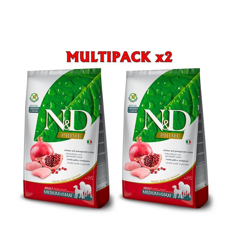 N&D Prime Adult Pollo e Melograno Medium Maxi grain free crocchette cane