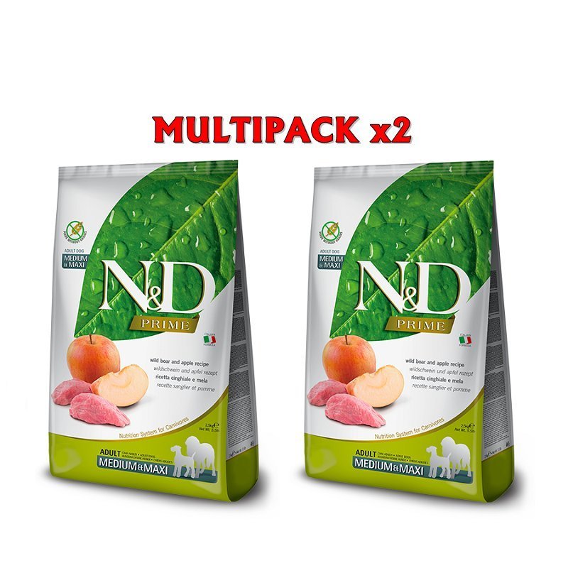 N&D Prime Adult Cinghiale e Mela Medium Maxi grain free crocchette cane